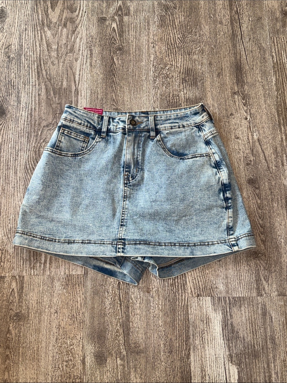 Light Blue Denim Jean Shorts Skort - Women's Casual